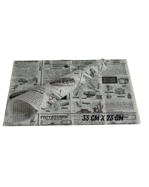 FRITZTOWN Deli Paper Weiß 33x23cm | 100-6000 Blatt | Unbeschichtetes Einschlagpapier für Burger, Sandwich & BBQ