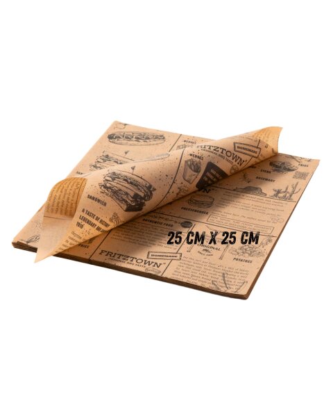 FRITZTOWN® Deli Paper Braun 25x25 cm – 100-7200 Blatt